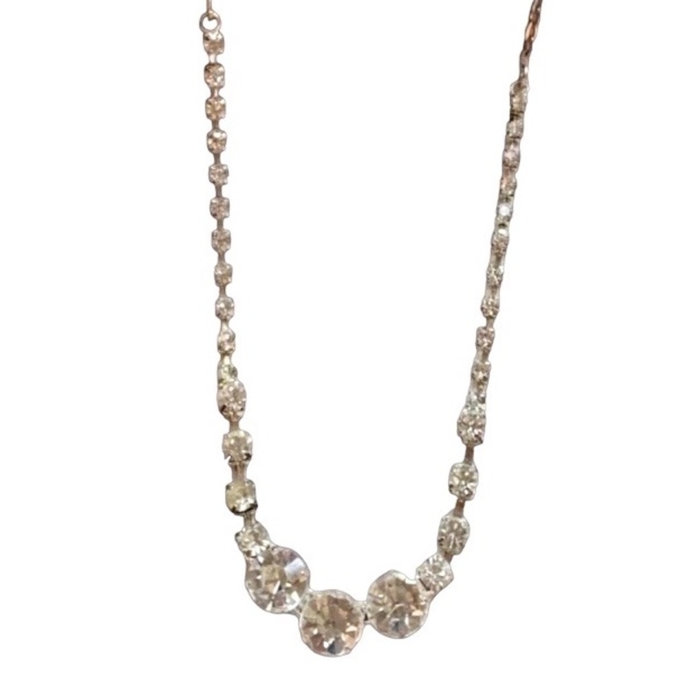 Dazzling Hollywood Style Clear Rhinestone Silver Tone Fashion Jewelry Necklace